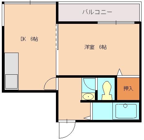 ルトゥール薬院(1DK/5階)の間取り写真