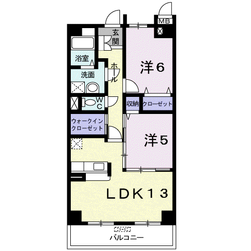 プレジールII(2LDK/3階)の間取り写真