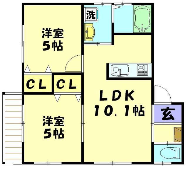ルミエール上原(2LDK/2階)の間取り写真