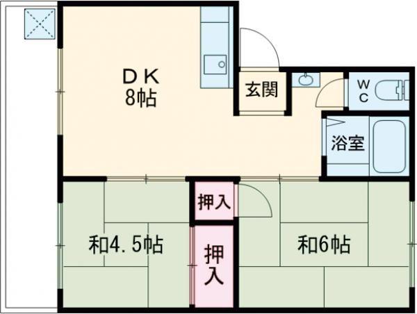T.ウエストマンションA(2DK/2階)の間取り写真