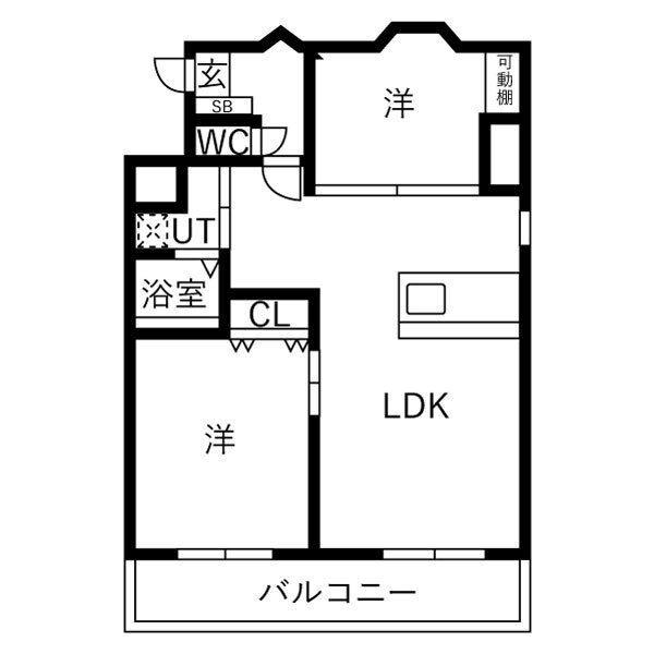 北千種キッズビル(2LDK/4階)の間取り写真