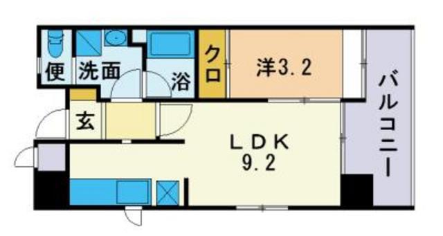 博多御笠川レジデンス(1LDK/8階)の間取り写真
