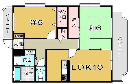 アムールK(2LDK/1階)の間取り写真