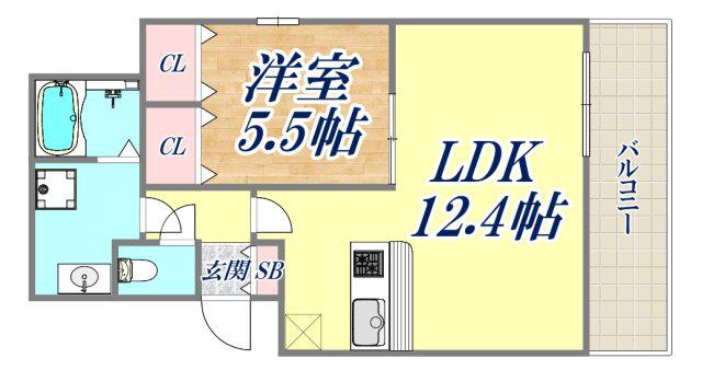 SORATOUMI海岸通(1LDK/1階)の間取り写真