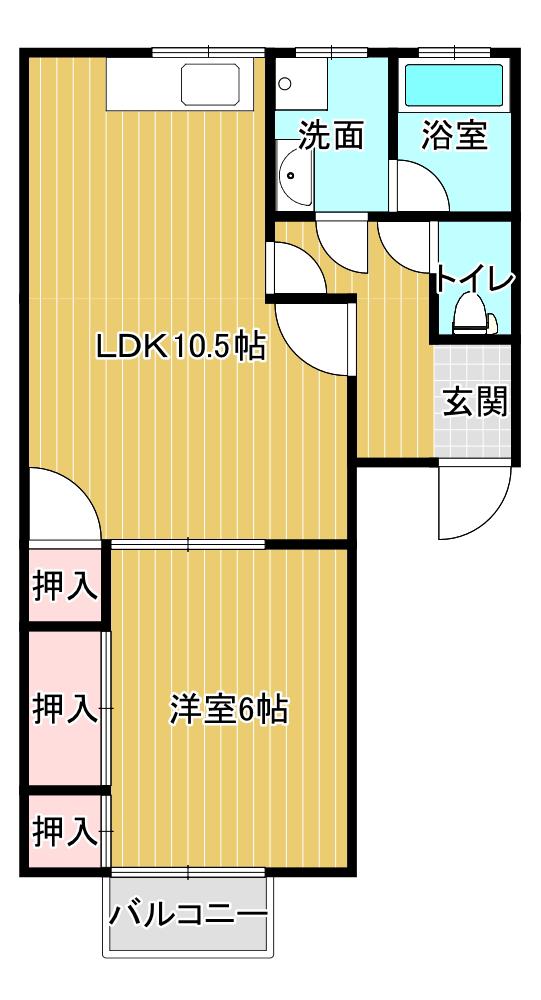 ニュー栃木ハイツ7号棟(1LDK/1階)の間取り写真