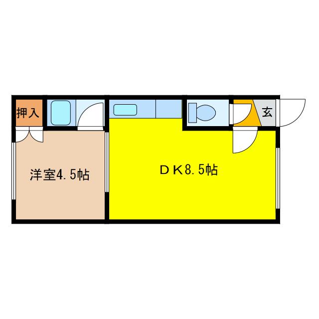 グランツ末広II(1DK/1階)の間取り写真