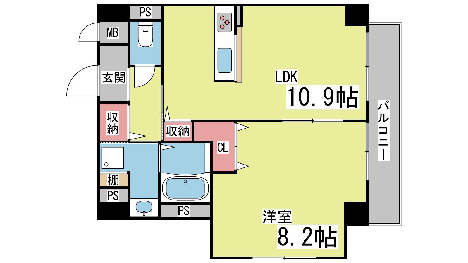住吉バローレ(1LDK/5階)の間取り写真