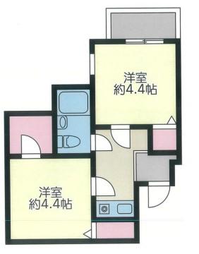 アスタック弐番館(2K/4階)の間取り写真
