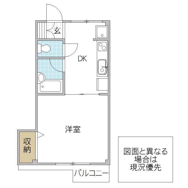 リエス水戸袴塚(1DK/4階)の間取り写真