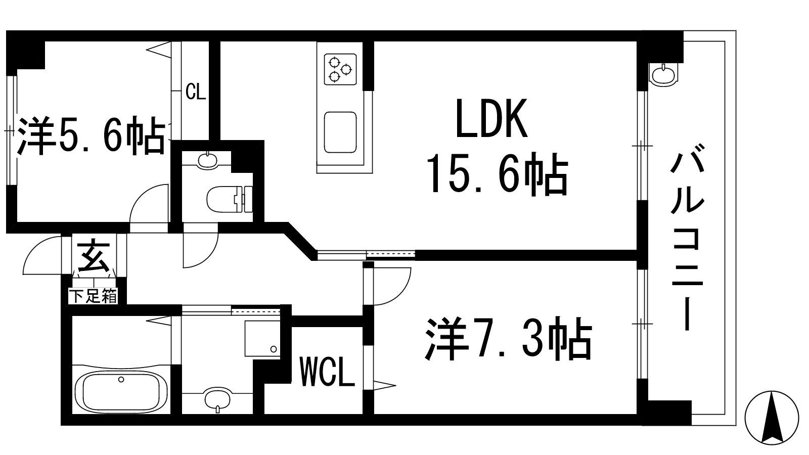 VENUSTA LE ROCCE(2LDK/3階)の間取り写真
