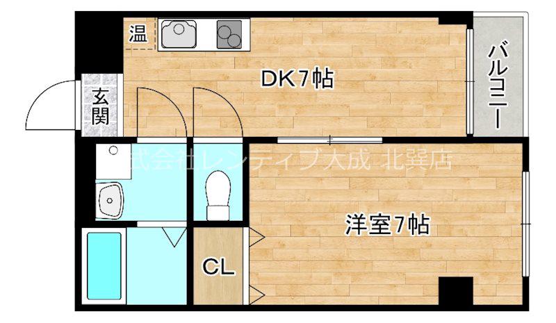 ビックシャイン今里(1LDK/2階)の間取り写真