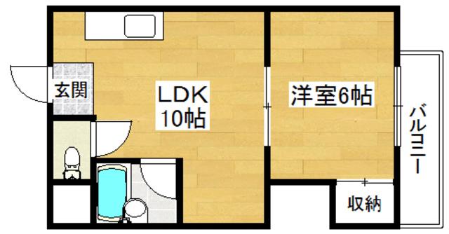 ジョイフル荒木(1LDK/3階)の間取り写真