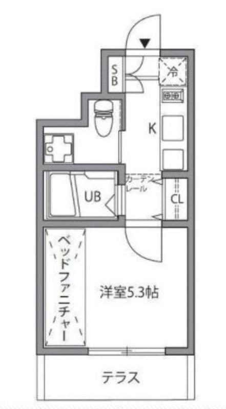 CASA BRICKS 自由が丘(1K/1階)の間取り写真