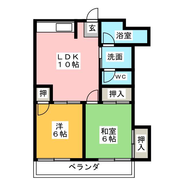 三雲ビル(2LDK/4階)の間取り写真