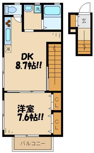 グレースケイ(1LDK/2階)の間取り写真
