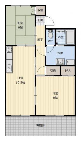 セジュール濱田II(2LDK/2階)の間取り写真