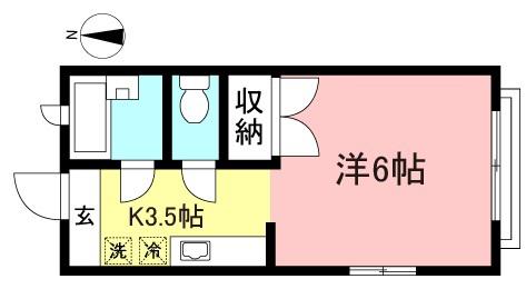 セントラルハイツ(1K/2階)の間取り写真