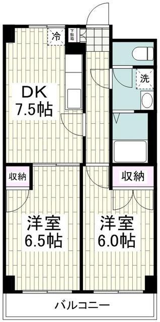 グレイス希望ヶ丘(2LDK/4階)の間取り写真