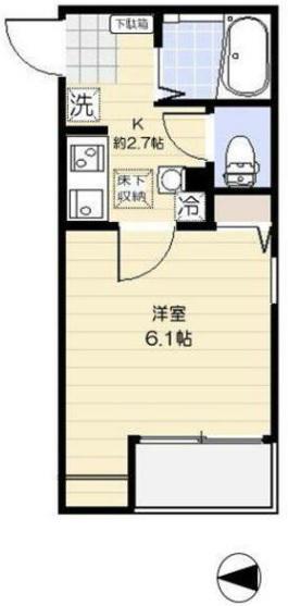 コンフィア目黒本町(1K/2階)の間取り写真