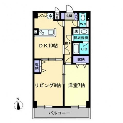 AXS空港通(2LDK/9階)の間取り写真