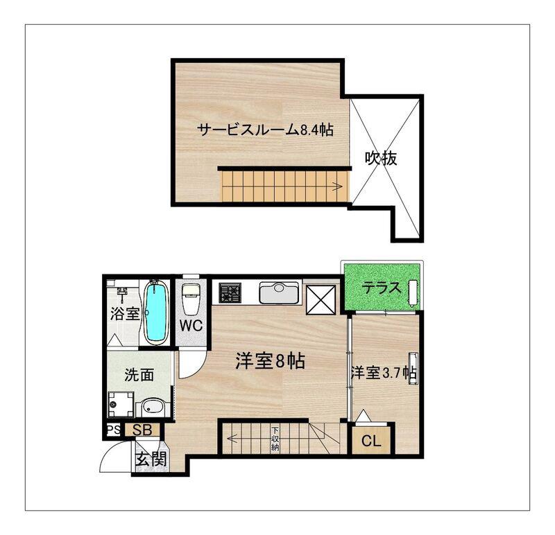 DREAMSTAGE博多南GARBO(1SLDK/1階)の間取り写真