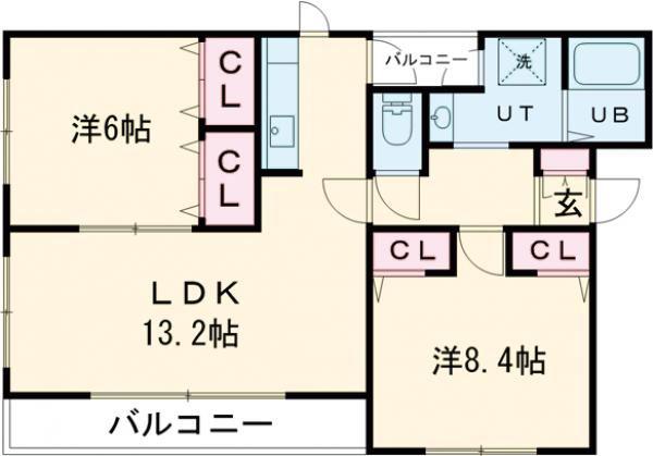 プラセール桔梗I(2LDK/3階)の間取り写真