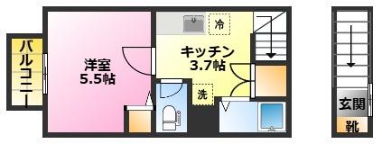 コーポN(1K/2階)の間取り写真