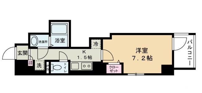 リビオン大森(1K/7階)の間取り写真