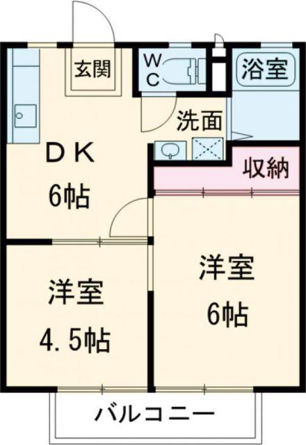 サンライズ白川 A(2DK/1階)の間取り写真