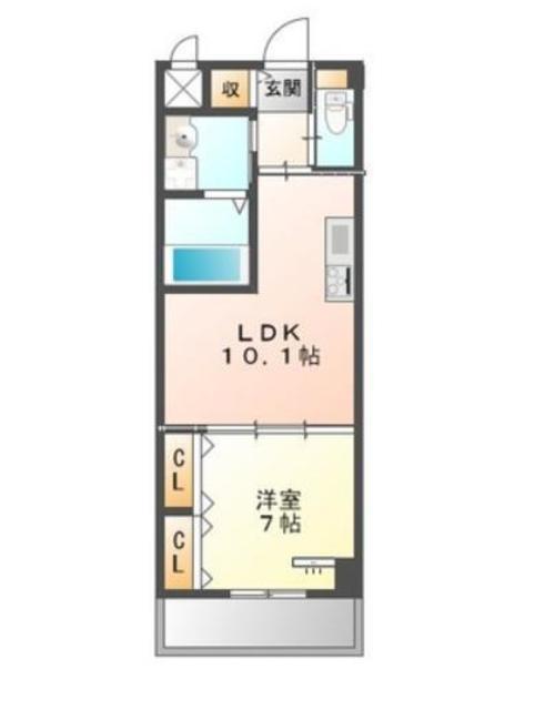 LESPACE AGREABLE レスパス アグレアーブル(1LDK/3階)の間取り写真