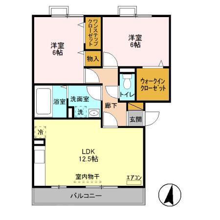 カーサフェリーチェAB(2LDK/1階)の間取り写真