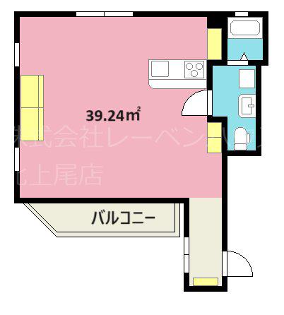 緑丘壱番館(ワンルーム/2階)の間取り写真