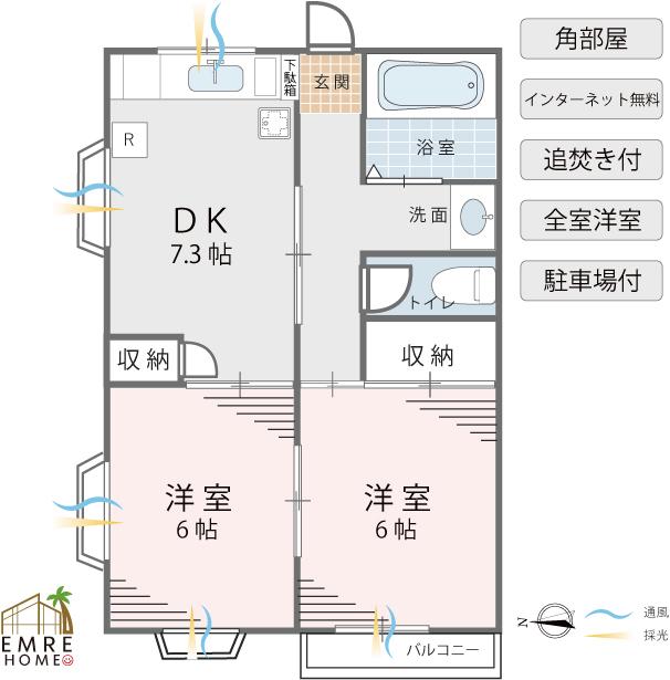コーポ瀧嶋(2DK/2階)の間取り写真