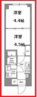コ―バル亀有(2K/4階)の間取り写真