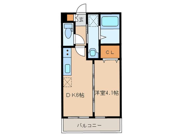 PRIMO(1DK/1階)の間取り写真