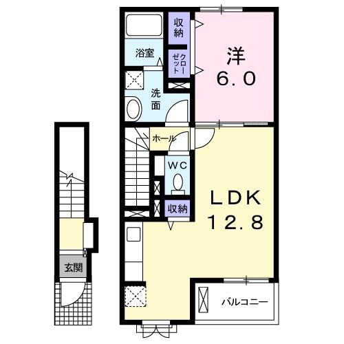 フィルヴェールI(1LDK/2階)の間取り写真