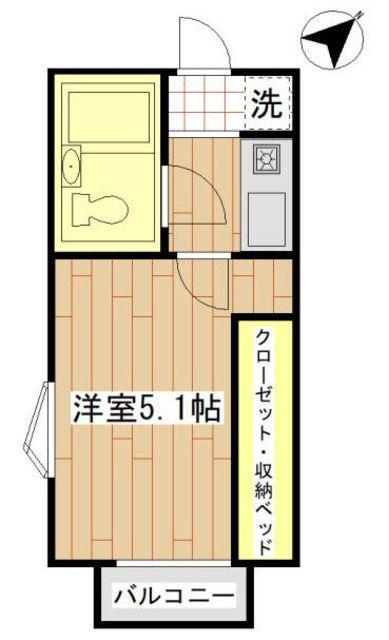 エスポワール(1K/2階)の間取り写真