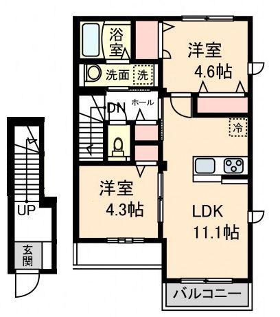 PRIME MAISON(2LDK/2階)の間取り写真