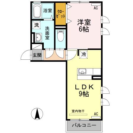 GRANDIO III(1LDK/2階)の間取り写真