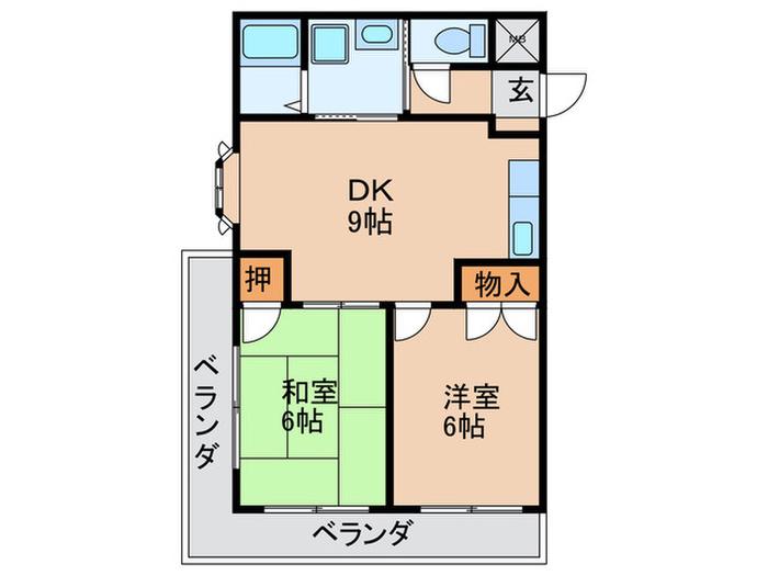 サニーフラット(2DK/3階)の間取り写真