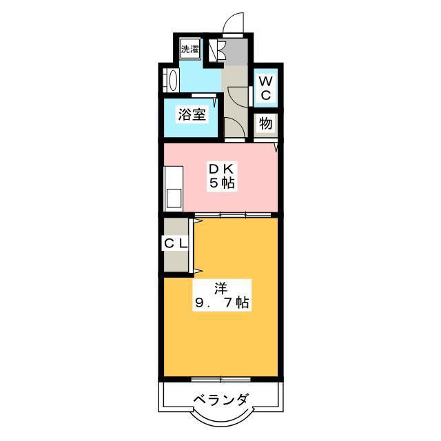 ZION北長瀬(1DK/3階)の間取り写真