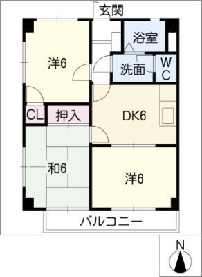 クオールK.M(3DK/1階)の間取り写真