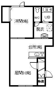 REN I(1LDK/1階)の間取り写真