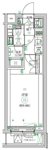 セジョリ中野新橋レジデンス(1K/3階)の間取り写真