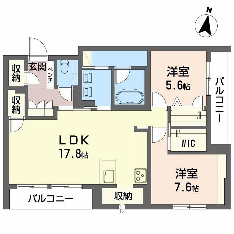 アンシャンテ長町南(2LDK/1階)の間取り写真