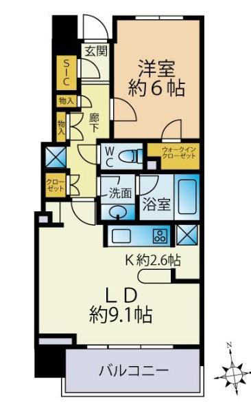 ルジェンテ白金台(1LDK/5階)の間取り写真
