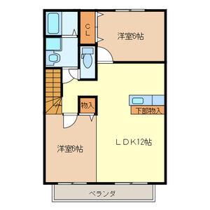 アムールA棟(2LDK/2階)の間取り写真