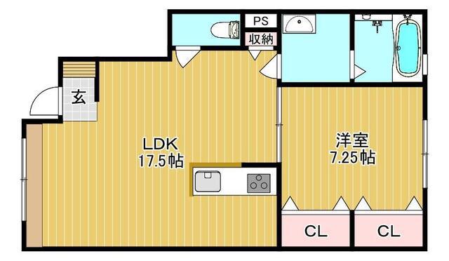 西中新田AP(1LDK/1階)の間取り写真