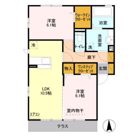 プレミアムベースII 101(2LDK/1階)の間取り写真