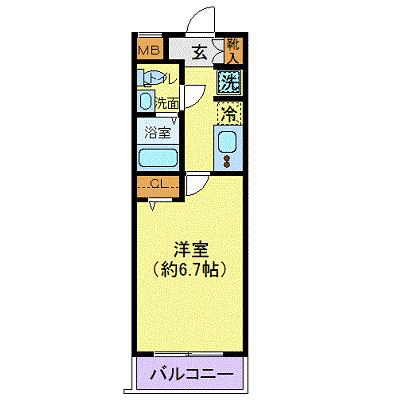 プレール・ドゥーク品川御殿山(1K/2階)の間取り写真